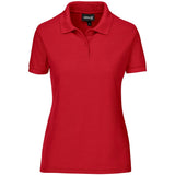 165g Ladies Everyday Golf Shirt Red – Easy-Care 100% Polyester Pique Knit – Knitted Collar & Cuffs, Two-Button Placket, Side Slits | Usbandmore