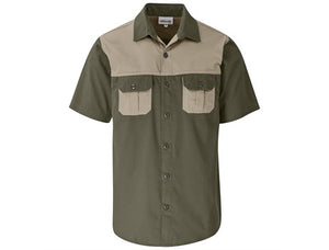 Mens Short Sleeve Serengeti 2-Tone Bush Shirt - USB & MORE