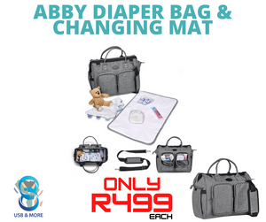 Abby diaper Bag & Changing Mat - USB & MORE