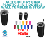 Altitude Daytona Plastic 2-In-1 Double-Wall Tumbler & Straw- 600ml - USB & MORE