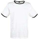 Mens Adelaide Contrast T-Shirt White-Black – 150g 100% Cotton Single Jersey – Tubular Knit, Contrast Bindings on Collar & Sleeves | Usbandmore