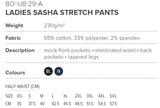 Ladies Sasha Stretch Pants - USB & MORE