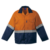 Premier Conti Jacket with Reflective Orange-Dark Navy – 190g Poly-Cotton Twill Body, 220g Polyester Twill Contrast – Reflective Tape, Triple-Stitched Seams, Multi-Pocket Design | Usbandmore