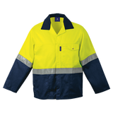 Premier Conti Jacket with Reflective Yellow-Dark Navy – 190g Poly-Cotton Twill Body, 220g Polyester Twill Contrast – Reflective Tape, Triple-Stitched Seams, Multi-Pocket Design | Usbandmore