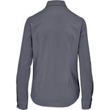 Alex Varga Long Sleeve Ladies Sorrento Shirt Grey – 120g 95% Polyester/5% Spandex – Stretch Fabric, Adjustable Two-Button Cuff, Engraved Matte Buttons, Curved Hem | Usbandmore