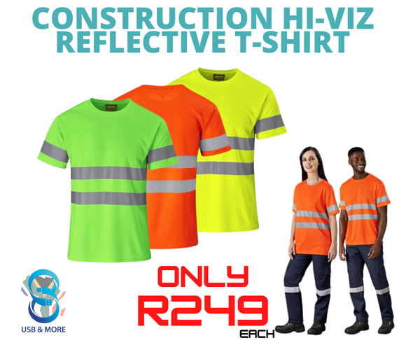 Construction Hi Viz Reflective T Shirt usbandmore USB MORE