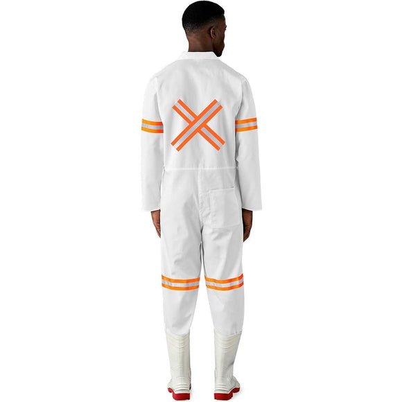 Safety Polycotton Boiler Suit - Reflective Arms, Legs & Back - Orange Taped |usbandmore