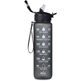 Eva & Elm Neptune Plastic Water Bottle – 1 Litre – Durable PETG with Time-Based Hydration Reminders, Click-Lock Lid, Wide Mouth for Ice/Fruit | Usbandmore