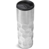 Serendipio Meteor Double-Wall Tumbler Silver – Stainless Steel & PP Plastic – 450ml Honeycomb Design for Hot & Cold Drinks – Durable, Stylish Travel Companion | Usbandmore