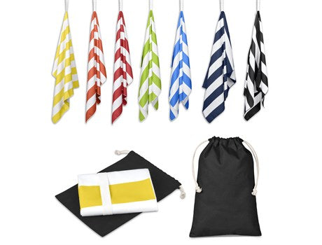 Kooshty Kokomo Microfibre Beach Towel – 160x90cm – Super-Absorbent, Quick-Drying, Sand-Repelling Microfibre with Double-Sided Stripe Design & Elastic Strap | Usbandmore