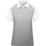 Ladies Masters Golf Shirt White – 165g Polyester – Sublimated Stripe Design, Moisture Wicking & Anti-Bacterial Finish, Four-Button Placket, Cool Fit Technology | Usbandmore