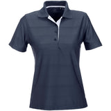 Ladies Admiral Golf Shirt Navy – 170g Performance Polyester Jersey Knit – Horizontal Stripe Detail, Four-Button Placket, Knitted Collar | Usbandmore