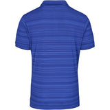 Mens Aberdeen Golf Shirt Blue – 190g 100% Polyester – Horizontal Stripe Design, Self-Fabric Collar & Cuffs, Three-Button Placket, Side Slits, Standard Fit | Usbandmore