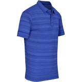 Mens Aberdeen Golf Shirt Blue – 190g 100% Polyester – Horizontal Stripe Design, Self-Fabric Collar & Cuffs, Three-Button Placket, Side Slits, Standard Fit | Usbandmore