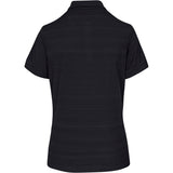 Ladies Aberdeen Golf Shirt Black – 190g 100% Polyester – Horizontal Stripe Design, Self-Fabric Collar & Cuffs, Three-Button Placket, Side Slits, Standard Fit | Usbandmore