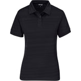Ladies Aberdeen Golf Shirt Black – 190g 100% Polyester – Horizontal Stripe Design, Self-Fabric Collar & Cuffs, Three-Button Placket, Side Slits, Standard Fit | Usbandmore