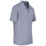Mens Virtue Golf Shirt Grey – 185g 100% Polyester – Knitted Collar & Cuffs, Two-Button Placket, Contrast Buttons, Side Slits, Standard 