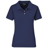 Ladies Virtue Golf Shirt Navy – 185g 100% Polyester – Knitted Collar & Cuffs, Two-Button Placket, Contrast Buttons, Side Slits, Standard Fit | Usbandmore