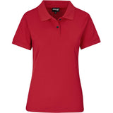 Ladies Virtue Golf Shirt Red – 185g 100% Polyester – Knitted Collar & Cuffs, Two-Button Placket, Contrast Buttons, Side Slits, Standard Fit | Usbandmore
