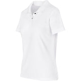 Ladies Virtue Golf Shirt White – 185g 100% Polyester – Knitted Collar & Cuffs, Two-Button Placket, Contrast Buttons, Side Slits, Standard Fit | Usbandmore