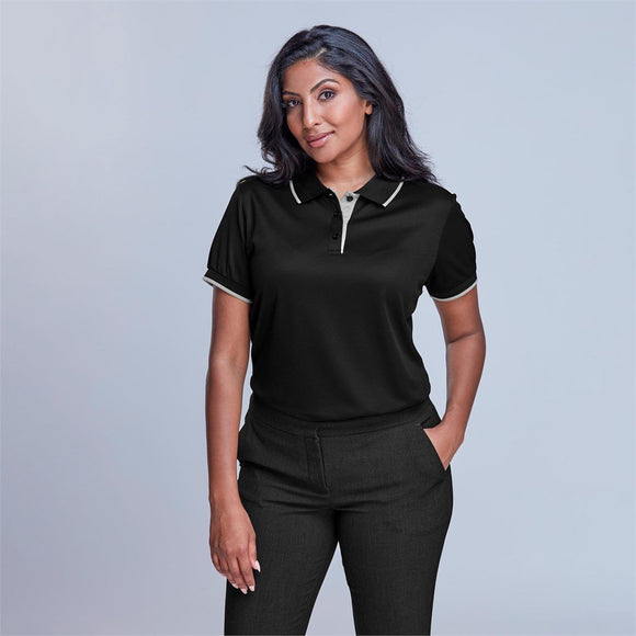 Ladies Orion Golf Shirt – 165g 100% Polyester Waffle Knit – Contrast Collar & Cuffs, Three-Button Placket, Side Slits, Standard Fit | Usbandmore
