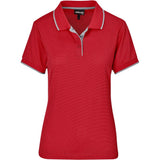 Ladies Orion Golf Shirt Detail – 165g 100% Polyester Waffle Knit – Contrast Collar & Cuffs, Three-Button Placket, Side Slits, Standard Fit | Usbandmore