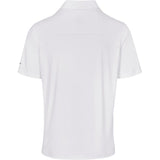 Alex Varga Lucca Mens Golf Shirt White – 170g 86% Nylon/14% Spandex – Fine Stripe Texture, Moisture-Wicking & Anti-Bacterial, Dropped Shoulder, Side Slits, Silicone Logo | Usbandmore