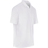 Alex Varga Lucca Mens Golf Shirt White – 170g 86% Nylon/14% Spandex – Fine Stripe Texture, Moisture-Wicking & Anti-Bacterial, Dropped Shoulder, Side Slits, Silicone Logo | Usbandmore