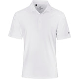 Alex Varga Lucca Mens Golf Shirt White – 170g 86% Nylon/14% Spandex – Fine Stripe Texture, Moisture-Wicking & Anti-Bacterial, Dropped Shoulder, Side Slits, Silicone Logo | Usbandmore