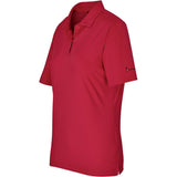Alex Varga Lucca Ladies Golf Shirt Red – 170g Nylon-Spandex Blend – Fine Stripe Texture, Moisture-Wicking Finish, Dropped Shoulder, Side Slits, Silicone Logo | Usbandmore