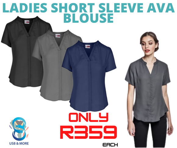 Ladies Short Sleeve Ava Blouse - USB & MORE