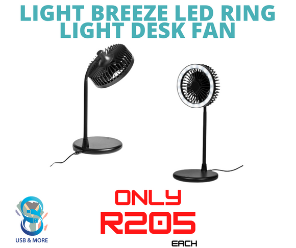Light Breeze Led Ring Light Desk Fan - USB & MORE