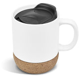 Serendipio Sienna Cork & Ceramic Coffee Mug White – 340ml Capacity – Durable Ceramic with Cork Base, Slider Lid for Heat Retention, Stylish Travel-Ready Design | Usbandmore