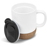 Serendipio Sienna Cork & Ceramic Coffee Mug White – 340ml Capacity – Durable Ceramic with Cork Base, Slider Lid for Heat Retention, Stylish Travel-Ready Design | Usbandmore