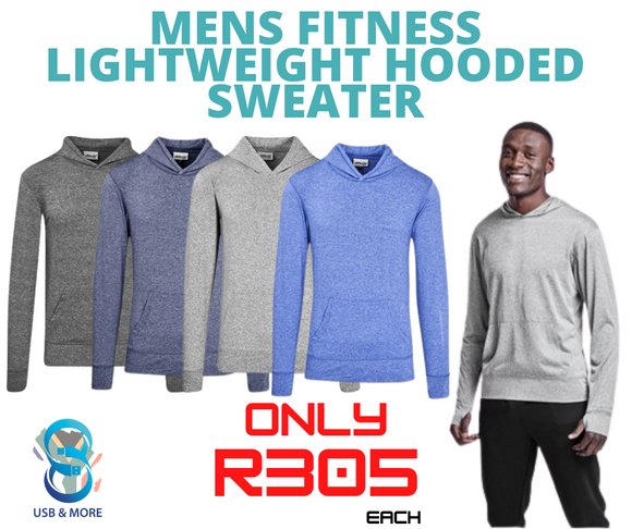 Mens Fitness Lightweight Hooded Sweater - USB & MORE