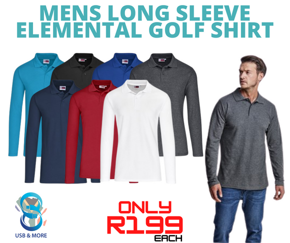 Mens Long Sleeve Elemental Golf Shirt - USB & MORE