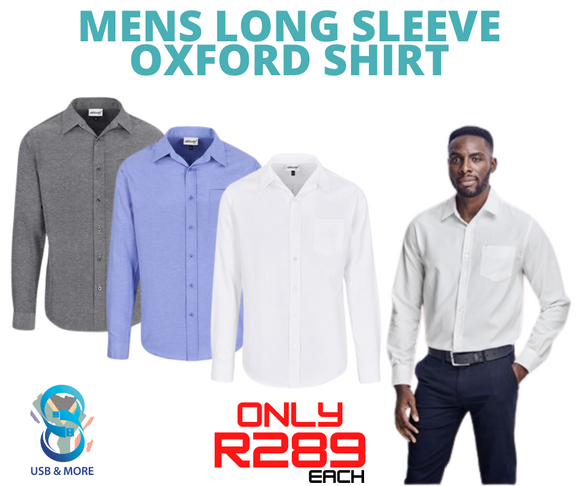 Mens Long Sleeve Oxford Shirt - USB & MORE