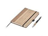 Okiyo Eri Bamboo & Cork Notebook & Pen Set – Eco-Friendly FSC Paper, 160 Lined Pages, Stylus Ball Pen with Cork & Aluminium Finish, Kraft Gift Box | Usbandmore