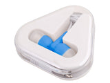 Earbuds in Case Light Blue – Compact Triangular Storage, Tangle-Free Design – Portable High-Quality Sound for Music & Calls | Usbandmore
