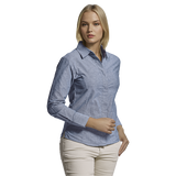 Barron Ladies Oxford Blouse Long Sleeve – 60/40 Cotton Rich Two-Tone Fabric – Raised Collar, Concealed Button Stand, Curved Hem, Feminine Fit | Usbandmore