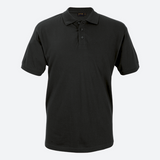 Men’s Black Port Golfer – 180g 100% Cotton Pique Knit – Rib Knit Collar, Fitted Sleeves with Rib Cuff, Three-Button Placket, Tonal Back Neck Binding | Usbandmore