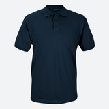 Men’s Navy Port Golfer – 180g 100% Cotton Pique Knit – Rib Knit Collar, Fitted Sleeves with Rib Cuff, Three-Button Placket, Tonal Back Neck Binding | Usbandmore