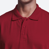 Men’s Port Golfer Close-up – 180g 100% Cotton Pique Knit – Rib Knit Collar, Fitted Sleeves with Rib Cuff, Three-Button Placket, Tonal Back Neck Binding | Usbandmore