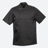 Barron Figo Utility Top Black – Short Sleeve, Double Breasted Front Panel and Yoke, Thermometer Sleeve Pocket, Side Slits – 190g 80/20 Poly Cotton Fabric – Bar-tacked and Single Top-stitched Armholes and Shoulders – Proudly South African | Usbandmore