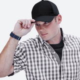 6 Panel Raven Cap – Structured 6 Panel, Pre-Curved Peak, Velcro Closure, Low Profile, Synthetic Acrylic, Oeko-Tex Certified, BSCI | Usbandmore