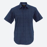Barron Mens Hamilton Check Lounge Short Sleeve Navy – 65/35 Poly Cotton Blend – Yarn-Dyed Check, Grown-On Placket, Chest Pocket, Dropped Shoulder, Double Layer Back Yoke | Usbandmore