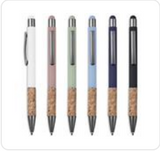 Okiyo Denki Stylus Ball Pen Black – Aluminium & Cork Grip with Stylus Tip – Smooth Black German Ink, 1500m Writing Distance | Usbandmore