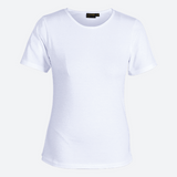 Ladies Organic Cotton Crew Neck T-Shirt White – 160g 100% Organic Cotton Single Jersey, Crew Neckline, Fitted Sleeves with Double Stitched Hem, Sustainable & Socially Responsible | Usbandmore