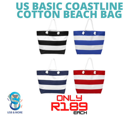 US Basic Coastline Cotton Beach Bag - USB & MORE