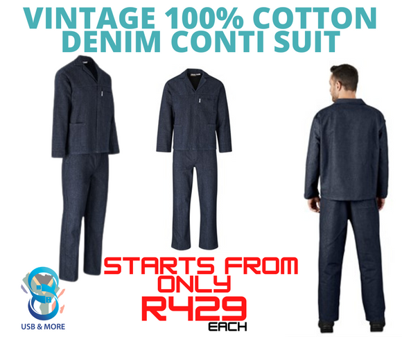Vintage 100% Cotton Denim Conti Suit - USB & MORE